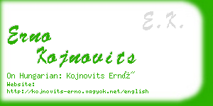 erno kojnovits business card